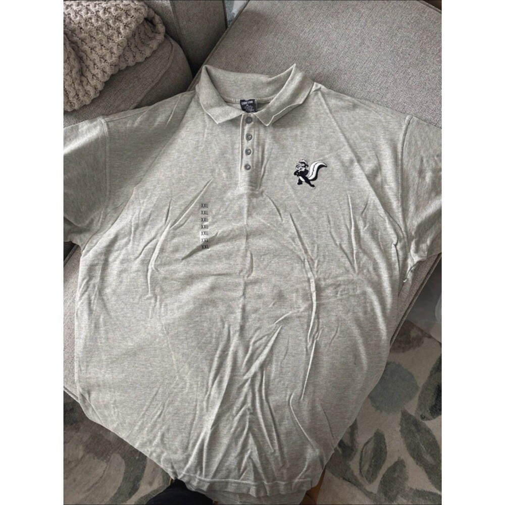 Vintage 1999 Warner Bros Pepe Le Pew Embroidered Mens XXL Gray Polo Shirt